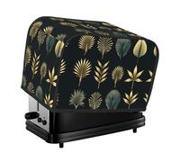 Golden Palm Leaves Toaster Cover 2 Slice, Waterproof Bread Machine Covers with Pockets Universal Size Kitchen Small Appliance Cover with Handle, Dust and Fingerprint Protection