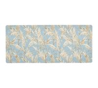 Golden Pampas Grass Light Blue Watercolor Style anti slip Mouse Pads for desk top convenient large gaming mousepad 31.5 x 11.8in