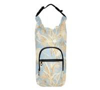 Golden Pampas Grass Light Blue Watercolor Style Sling Water Bottle Holder Adjustable Water Bottle Carrier for Walking Water Bottle Accessories,Fits 20 oz, 24 oz, 32 oz,40 oz Bottles