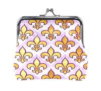 Golden Pattern Lock Coin Purse, Microfiber Leather Vintage Clasp Change Pouch for Women, 4.52×4.13in