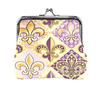 Golden Pattern Lock Coin Purse, Microfiber Leather Vintage Clasp Change Pouch for Women, 4.52×4.13in.LK01