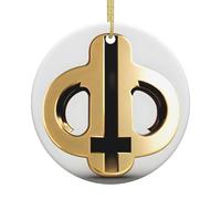 Golden Pattern Round Ceramic Pendant, New Year Party, Christmas Holiday Banquet, 2.9-inch Creative Christmas Tree Pendant,