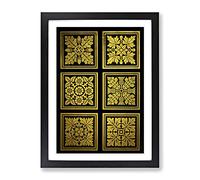 Golden Patterns Modern Framed Print | A4 Black Framed Wall Art | Ready to Hang | Modern Nature Picture | Living Room Bedroom Lounge Office