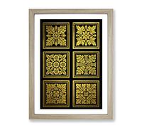 Golden Patterns Modern Framed Print | A4 Oak Framed Wall Art | Ready to Hang | Modern Nature Picture | Living Room Bedroom Lounge Office