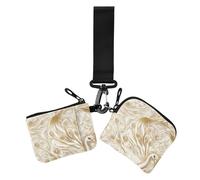 Golden Peacock Feathers Women's Coin Purses Card Cases Thin Flat Zipper Cash Coin Purse with Wristlet Strap for Ladies 2 Packs case para tarjetas de credito