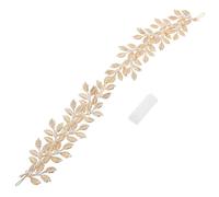 Golden Pearl Bride Headband Alloy Leaves for Wedding | Lightweight Secure Ribbon Tie, Chic Delicate Finish, for Bridesmaids, Prom Night, Daily Wear