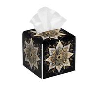 Golden Petal Magic Print Tissue Box Cover Square Leather Waterproof Tissue Box Holder for Home Office