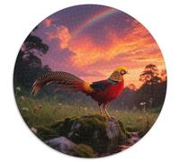 Golden Pheasant 1000 Piece Round Puzzle Creative Brain Challenge All Generations Cognitive Growth Entertainment Bird Fun for Holidays Family Events 1000pcs (67.5x67.5cm)