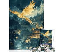 Golden Phoenix Over Japanese Temple Jigsaw for Teenagers 1000 Pieces Stimulate Active Brain And Mind Gentle Relaxing Fun Activity (38x26cm)