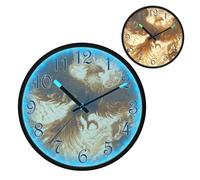 Golden Phoenix Wings Spread Night Light Wall Clock LED Wall Clocks Silent Battery-Operated Glow in The Dark Large Digital Display for Bedroom Living Room Kitchen, 12 Inch