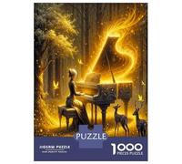 Golden Piano Lady Deer 1000 Piece Classic Jigsaw Puzzle Musical Nature Magic Jigsaw Puzzle Bundle Extra-Thick Cardboard Stress Relief Travel Adults Kids Age 12 Years Up 38x26cm/1000pcs