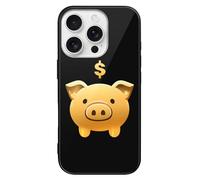 Golden Piggy Banker Printed Glass Phone Case Personalised Protective Cover Compatible with iPhone 16 Series