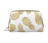 Golden Pineapple Background Makeup Organizer, Travel-Friendly Toiletry Pouch for Cosmetics, Skincare, Accessories