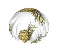 golden pineapple background -Print Extra Large Waterproof Shower Cap-Double Layer Protection For Long/Curly Hair - Reusable & Travel Friendly.