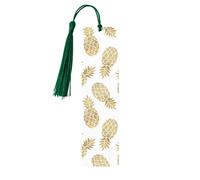 Golden Pineapple Background Print Reading Page Markers Bookmarks, 5pcs Wood Bookmarks with Tassels, Gifts for Book Lovers