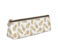 Golden Pineapple Background Print Versatile Usage Lightweight Pencil Case Pouch Zippered Pen Storage School Students