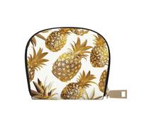 Golden Pineapple Background Printed Card Holder Wallet, Women's PU Leather Card Case Wallet & Pocket Wallet