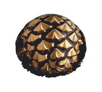 Golden Pineapple Printed Double-Layer Waterproof Shower Cap - Reusable Spa & Face Mask Bathing Hat for Travel, Home Care & Beauty Routine