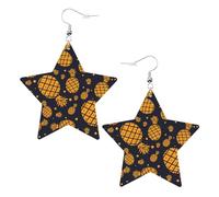 Golden Pineapple Printed Leather Pierced Earring Set, 1 Pair Lightweight Bohemian Earrings Birthday Party Jewelry Gifts For Women