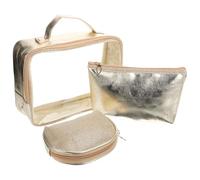 Golden Plastic Cosmetic Bag Large Capacity Zipper Closure
