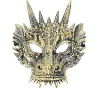 Golden Plastic Cosplay Dragon Mask for Masquerade Parties and Halloween, Creative Design to Create Special Clothing Looks and Stand the Party
