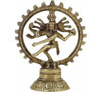 Golden Plated Brass Lord Shiva Nataraja Idol Statue for Home Decor, Temple & Office | Dancing Shiva Figurine Showpiece | Traditional Natraj Murti for Pooja, Gift & Spiritual Decoration | 5 Inch