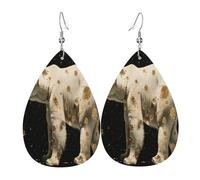 Golden polar bear Women's Teardrop Leather Earrings - Lightweight PVC Dangle Earrings, 925 Silver Hooks, Double-Sided Prints | Hypoallergenic Gift