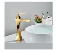 Golden Polished High Basin Faucet Waterfall Bathroom Hot Cold Water Mixer Tap Single Lever Black Mixer Tap for Bathroom(Gold A)