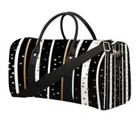 Golden Polka Dot Line Stripes Foldable Travel Duffle Bag Waterproof Sports Gym Bag with Shoulder Straps