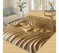 Golden Portrait Area Rug, Portraits Rug & Home Decor, Abstract Art Rugs for Living Room, Washable Rugs for Bedroom, Non Slip Low Pile Floor Mats - 100x150 cm