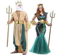 Golden Poseidon Costume for Men, King Neptune Halloween Outfit fast XL