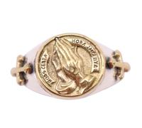 Golden Praying Hands Cross Ring for Men Women Two Tone 925 Sterling Silver Prayer Ring Open Adjustable