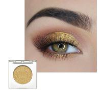 Golden Pressed Powder Glitter Eyeshadow, Fine Shiny Shimmering Waterproof Single Eyeshadow Highly Pigmented Eye Shadow, Metallic Golden Eye Makeup for Party Festivals, Gift for Women