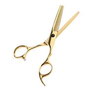 Golden Professional Stainless Steel Salon Hair Cutting Thinning Scissors Shears Hairdressing Styling Tool with Finger Rest 6.5 Inches - Gold, Thinning Thinning