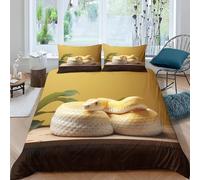 Golden Python Printed Single Duvet Cover Set Reptiles Bedding Set Ultrasoft Microfiber Quilt Cover 150x200 cm with Zipper and 2 Pillowcases for Single Bed K-584