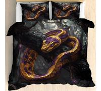 Golden Python Super King Duvet Cover Purple Bedding Set Microfibre Duvet Covers 3D Printed Zipped Closure Quilt Cover Super King-Size 260x220cm with 2 Pillowcases -Ap4704