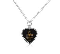 Golden Queen Egyptian Ankh Symbol Custom Cremation Jewelry Urn Necklace for Dog Pet Ashes Heart Memorial Pendant