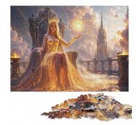 Golden Queen on Throne Wooden Puzzle for Adults, 300 Pieces | Image-area sorting - a simple way to organise the image over several sessions.