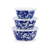 Golden Rabbit 5.5", 6.5" & 7" Black Swirl Enamelware Nesting Bowls | Mixing, Serving & Storage Bowls, Carbon Steel Core with Porcelain Enamel Finish, Stainless Steel Rim for Durability