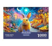 Golden Rabbit in A Lantern-lit Market Under A Starry Sky 1000-Piece Jigsaw Puzzle Fairy Tale Rabbit - Ideal for Birthday Giving 70x50cm/1000pcs