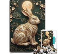 Golden Rabbit Under The Moon Wooden Puzzle for Adults, 1000 Pieces | Adult Jigsaw Puzzle - quiet indoor hobby for adults over several sessions.