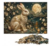 Golden Rabbit Under The Moon Wooden Puzzle for Adults, 1000 Pieces | Shared puzzle time - focused tabletop leisure over several sessions.