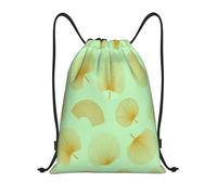 Golden Radial Leaves S On Light Green Background Digital Illustration Sports Backpack Scratch Drawstring Bag Stylish String Bag For Hunting Men School 39X46Cm