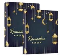 Golden Ramadan Lanterns Binders 1.5 Inch 3 Ring Hold 200 Sheets Cute Animal Folders Notebook Round Ring Office Binder, 12.4x10.63x2.36inch, 1 Pack