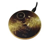 Golden Record Cover Wireless Phone Charger Wooden Space Gift | 1200dpi print on natural wood | 90mm pad | 10W Qi charging | USB cable included | Made to order in the UK