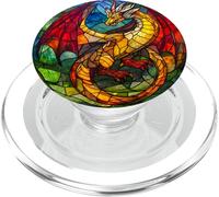 Golden Red Dragon Round Artwork PopSockets PopGrip for MagSafe