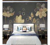 Golden Relief Lines Flowers Art 3D Wallpaper Luxury Home Dining Decor Paste Sofa Living Room The Wall for Bedroom Mural-430cm×300cm