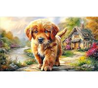 Golden-Retriever 1000 Piece Adult Jigsaws Fun Present & Activity for Home Educational Game Challenge Challenging Puzzles for Women, Gifts for Men 70x50/1000pcs