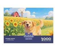 Golden Retriever 1000 Piece Puzzles Age 14+ for Adults Pet Dog Whimsical Challenge Colourful Creativity Gift Giving 100% Recycled Cardboard Jumbo 70x50cm/1000pcs