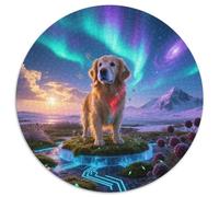Golden Retriever 1000-Piece Round Puzzle Highlighting Pet Dog, Packed with Detail, Ideal for Office Lounges Or Quiet Time 1000pcs (67.5x67.5cm)